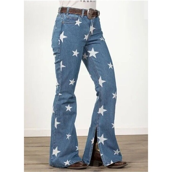 Rock & Roll Denim Marsha Flare/Bell Jean Stars 31x34 NWT‎ - Picture 4 of 11